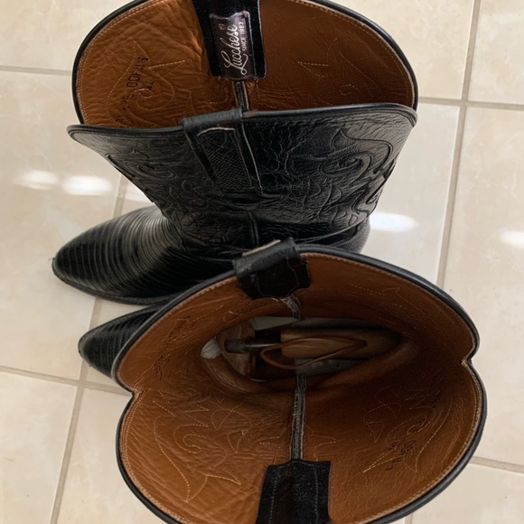 Lucchese Boots Genuine 1 piece Lizard bottoms & Goat Top Leather Black 10.5 EE - Picture 14 of 16